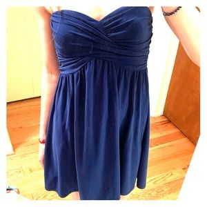 Blue strapless dress